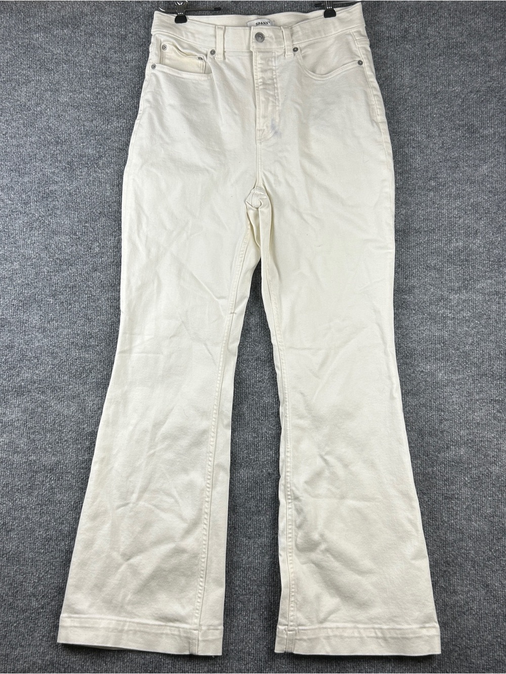 Spanx White High Rise Sculpt ReDefine Stretch Flare Jeans Size 12 Shaping Denim